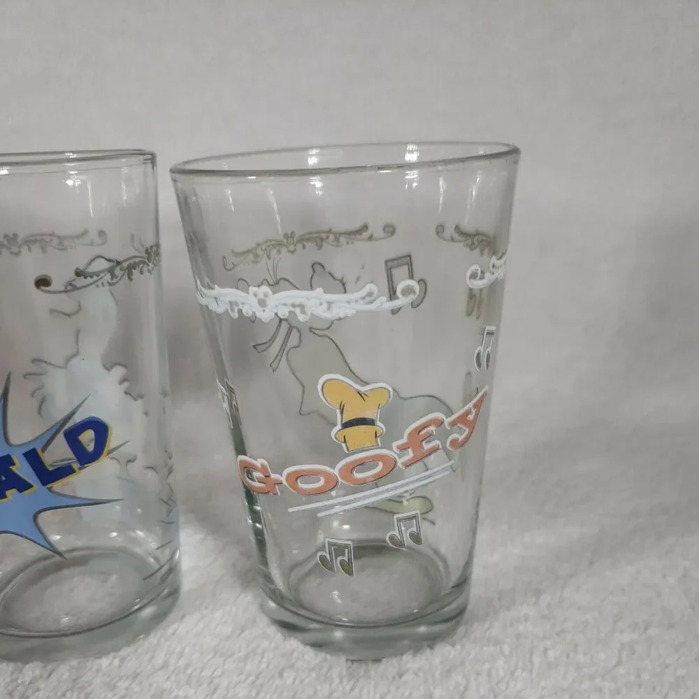 Disney Mickey Mouse Minnie Donald Duck Goofy Vintage Juice Glasses Rare Uncommon
